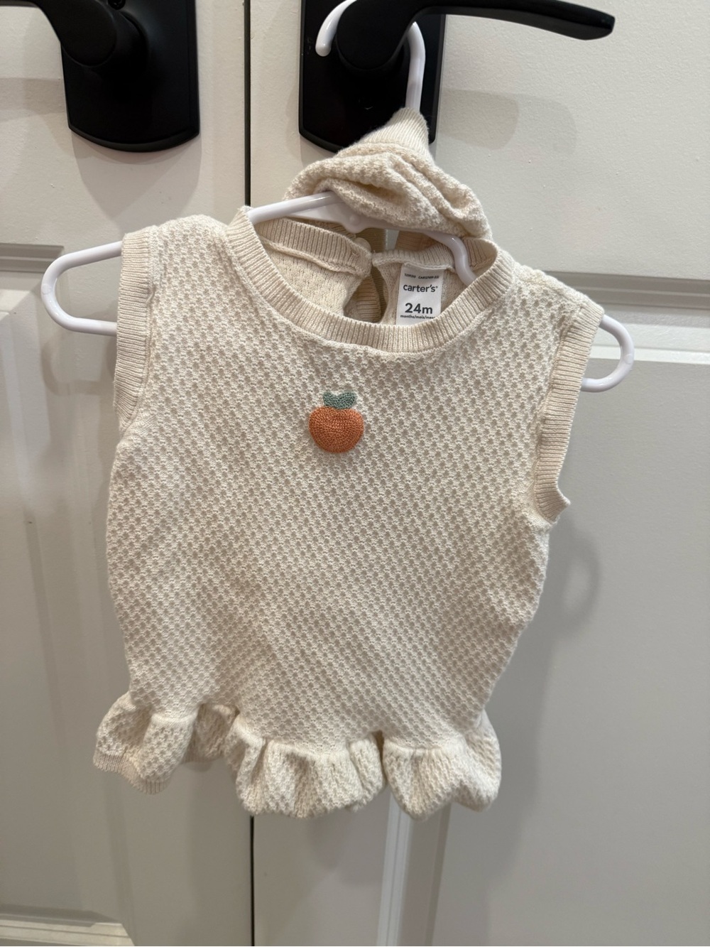 Carter's Cream Knit Tank with Peach Applique